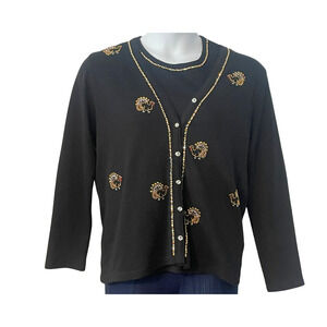 Nitro Twin Set Sz S Tank & Cardigan Embellished Gems Turkey Thanksgiving